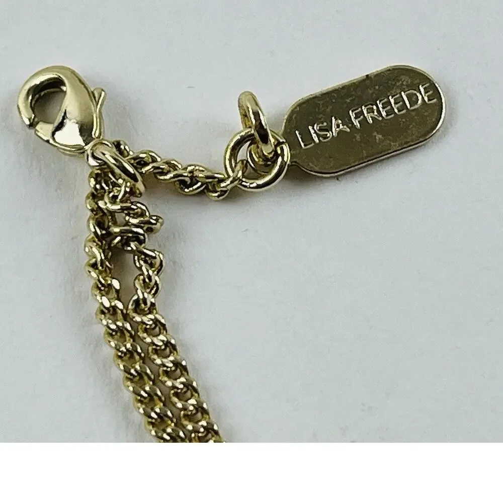 Lisa Freede Gold Micro Pave Eclipse Long Necklace Pendant Disc Celebrity Jewelry